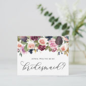 De figuren en paarse bloemen zullen mijn Bridesmai Briefkaart (Staand voorkant)