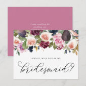 De figuren en paarse bloemen zullen mijn Bridesmai Briefkaart (Voorkant / Achterkant)