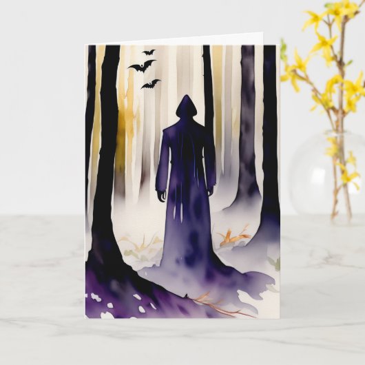 De figuur in het bos Halloween Kaart (Gele Bloem)