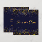De fijne Blauw en de gouden Verlaten sparen de Dat Save The Date (Voorkant / Achterkant)