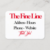 De fijne lijn zwart, rood, wit visitekaartje (Achterkant)