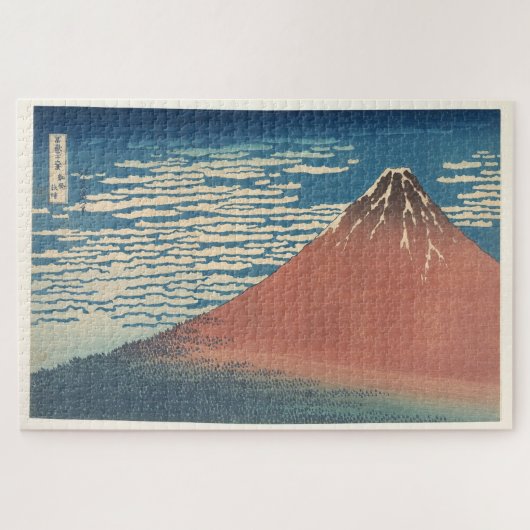 De fijne wind, heldere ochtend: Hokusai's Rode Fuj Legpuzzel (Horizontaal)