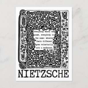 de filosofie van Nietzsche over schapen en MADHOUS Briefkaart