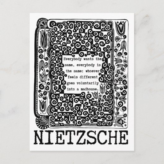 de filosofie van Nietzsche over schapen en MADHOUS Briefkaart (Voorkant)