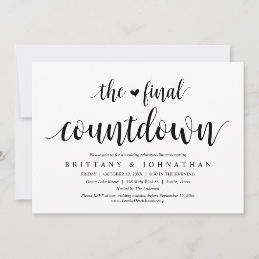 De finale bruiloft-repetitie voor weddenschappen kaart (Voorkant)