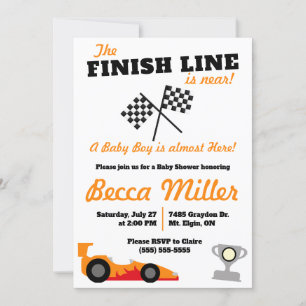 De finishlijn is nabij! Baby shower voor raceauto' Kaart