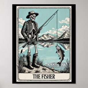 De Fisher Skeleton Tarotkaart voor visliefhebbers Poster