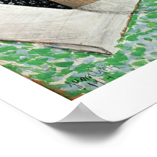 De flacon met Banyuls, 1914 (gouache & collage) Poster (Hoek)