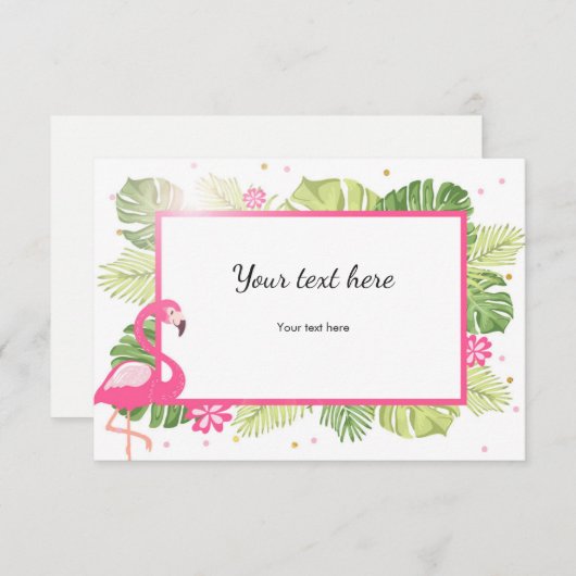 De Flamingo Tropical Pink Gold Hawaii van het tuss Informatiekaartje (Voorkant / Achterkant)
