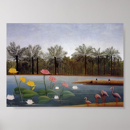 De Flamingo's door Henri Rousseau Poster (Voorkant)