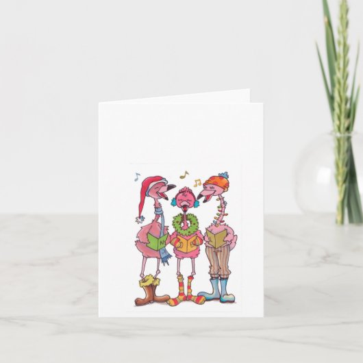 De Flamingo's van Caroling Vakantie Notecard Feestdagen Kaart (Voorkant)