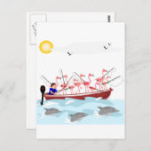 De flamingo's van de visserij briefkaart (Voorkant / Achterkant)