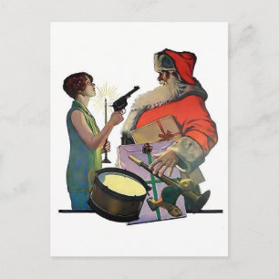 De Flapper en Kerstman: Vintage Roaring 20s Vakant Briefkaart