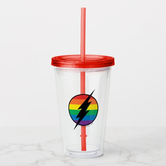De Flash Rainbow-Logo Acryl Drinkbeker (Voorkant)