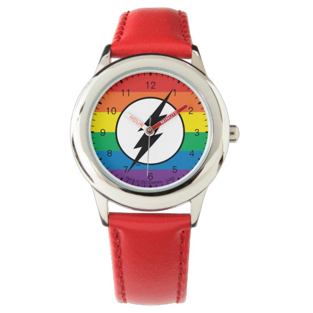 De Flash Rainbow-Logo Horloge (Voorkant)