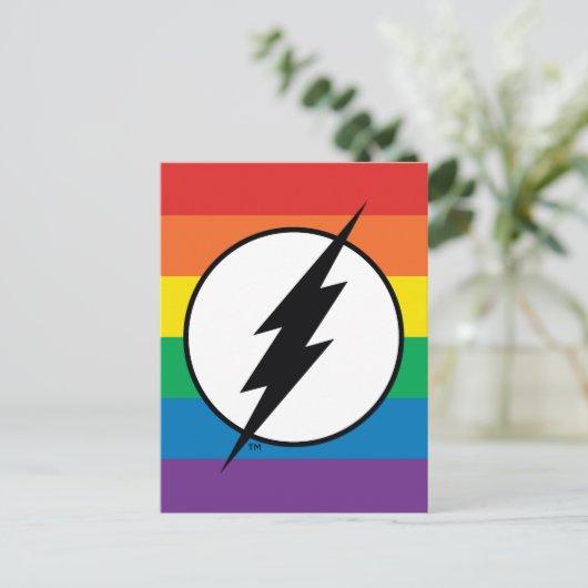 De Flash Rainbow-Logo Uitnodiging Briefkaart (Staand voorkant)