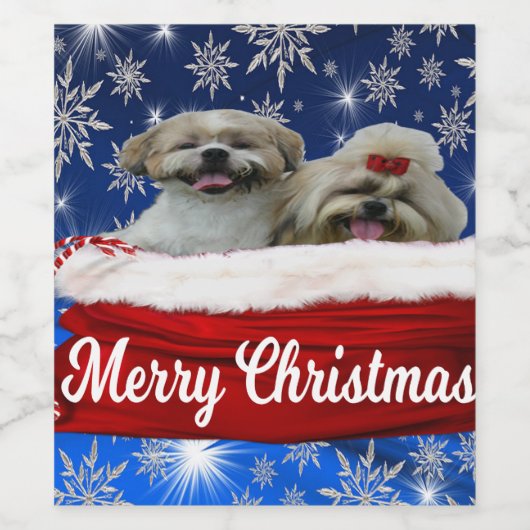 De Fles van de Wijn van tzu van Shih, Kerstmis Wijn Etiket (Enkel label)