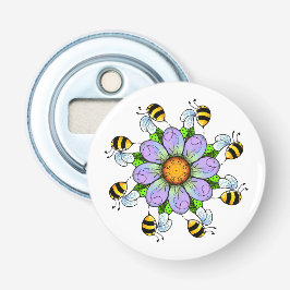 De flesopening voor de bloem en de bijen button flesopener