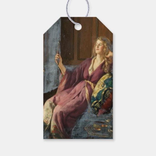 De Flirtende Vrouw (door John Collier) Cadeaulabel (Voorkant)