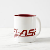 De flits | Super Hero Name Logo Tweekleurige Koffiemok (Voorkant rechts)