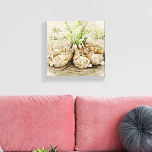 De Flopsy Bunnies Aslapen (door Beatrix Potter) Canvas Afdruk (Insitu (Woonkamer))