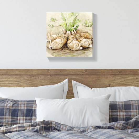 De Flopsy Bunnies Aslapen (door Beatrix Potter) Canvas Afdruk (Insitu (Slaapkamer))
