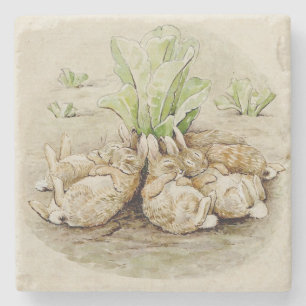 De Flopsy Bunnies Aslapen (door Beatrix Potter) Stenen Onderzetter