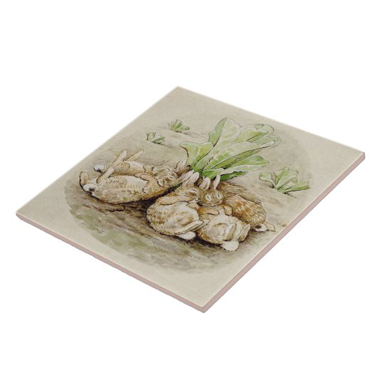 De Flopsy Bunnies Aslapen (door Beatrix Potter) Tegeltje (Zijkant)