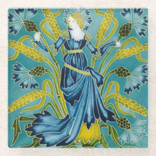 De Flora Art Nouveau van Walter Crane Glazen Onderzetter