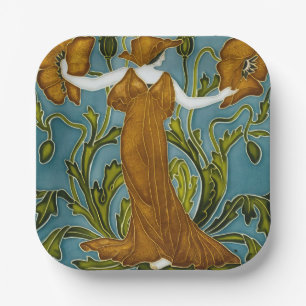 De Flora Art Nouveau van Walter Crane Papieren Bordje