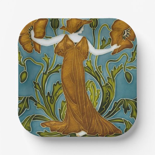 De Flora Art Nouveau van Walter Crane Papieren Bordje (Voorkant)