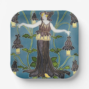 De Flora Art Nouveau van Walter Crane Papieren Bordje