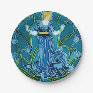 De Flora Art Nouveau van Walter Crane Papieren Bordje