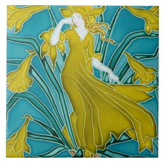 De Flora Art Nouveau van Walter Crane Tegeltje (Voorkant)