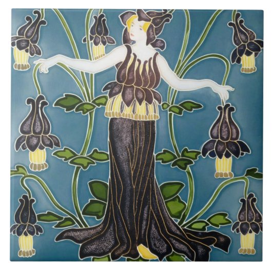 De Flora Art Nouveau van Walter Crane Tegeltje (Voorkant)