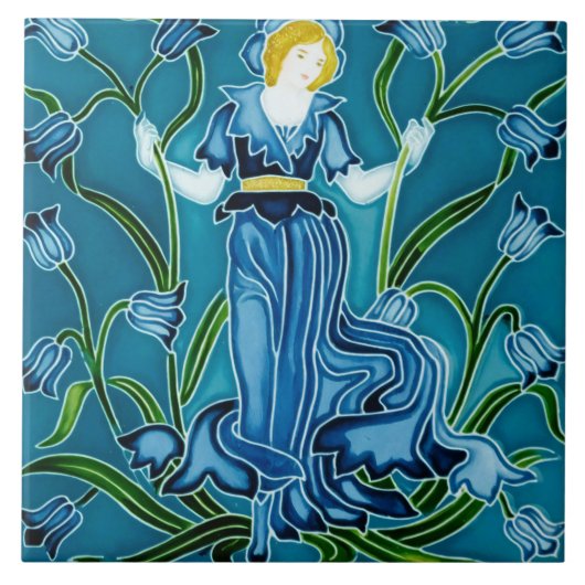 De Flora Art Nouveau van Walter Crane Tegeltje (Voorkant)