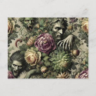 De Florabane Cult – Gotisch bloemontwerp Feestdagenkaart