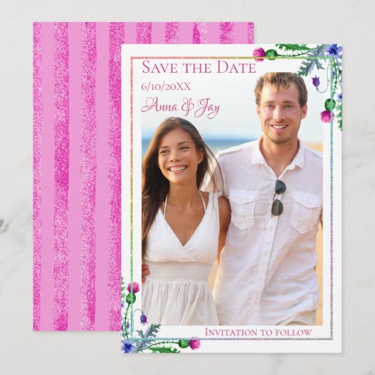 De Floral Foto bewaart de Datum Kaart (Voorkant / Achterkant)