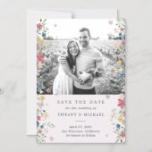 De Floral Foto bewaart de Datum Magnetische Uitnodiging (Voorkant)