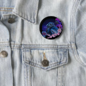 De Floral Galaxy van de Raven | Gothic Badge Ronde Button 5,7 Cm (In situ)