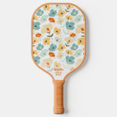 De Floral Pattern Aangepaste tekstnaam van Retro 7 Pickleball Paddle (Voorkant)
