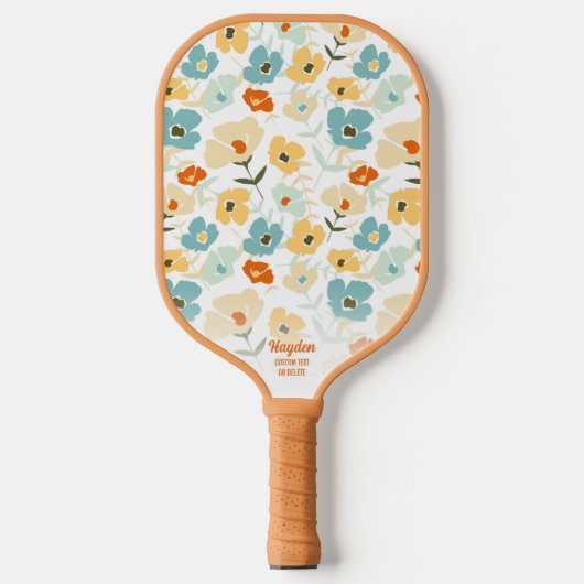 De Floral Pattern Aangepaste tekstnaam van Retro 7 Pickleball Paddle (Voorkant)