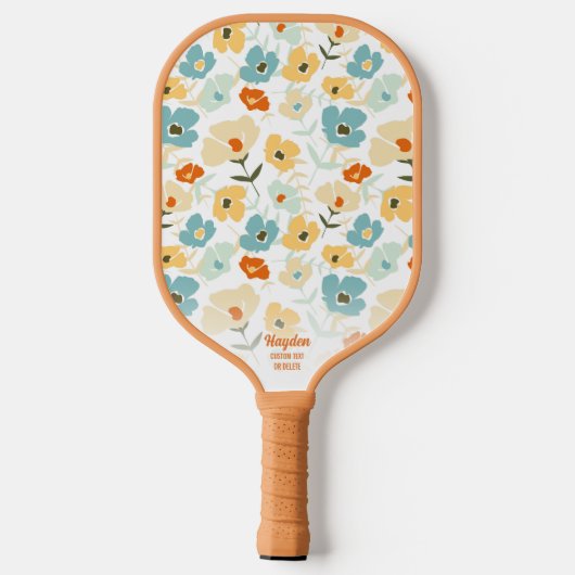 De Floral Pattern Aangepaste tekstnaam van Retro 7 Pickleball Paddle (Achterkant)