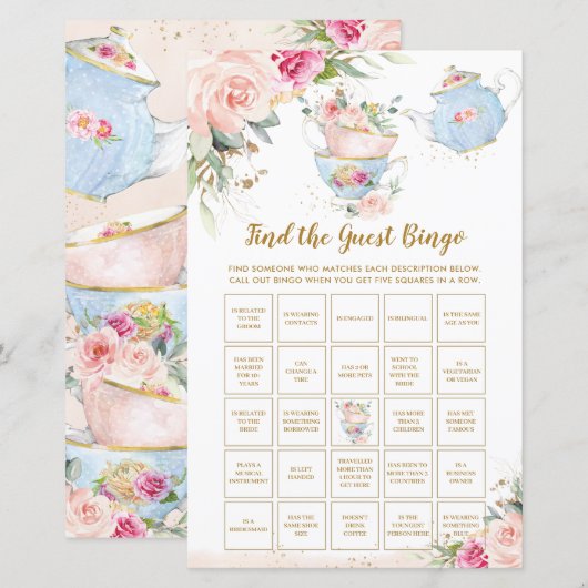 De Floral Shower van de Partij van het Tea vindt h (Voorkant / Achterkant)