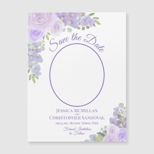 De Floral van de lavender sparen de Datum Ovale Fo (Voorkant)