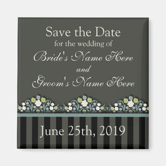 De Floral van het huwelijk sparen de Datum Magneet (Voorkant)