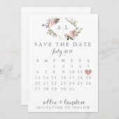 De Floral van het Lente sparen de Datum kalender Save The Date (Voorkant / Achterkant)