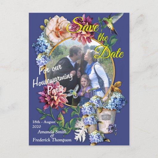 De Floral-Waterverf Victoriaans-Era Aankondigingskaart (Voorkant)