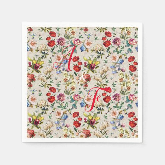 De Floral-Waterverf Victoriaans-Era Servet (Voorkant)