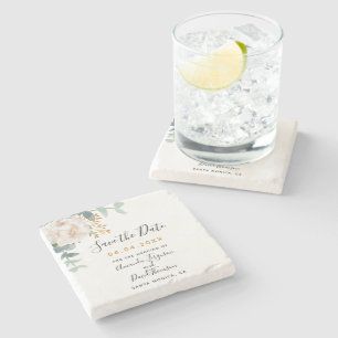 De florale eucalyptusgrienery van het huwelijk spa stenen onderzetter